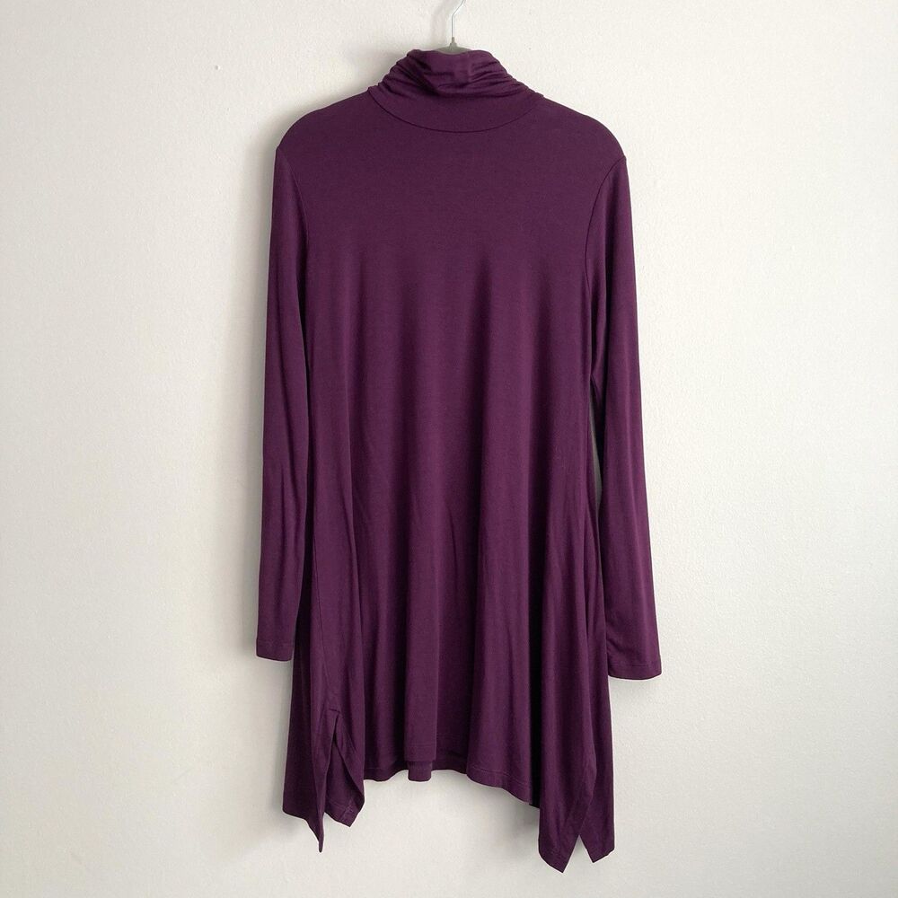Soft Surroundings Womens Purple Stretch Turtleneck Long Sleeve Tunic Top Small